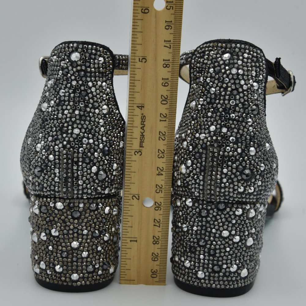 Betsey Johnson Mari Block Heel Sandals, Black, Rhinestones, Women's Size 6 Wide - Picture 6 of 13